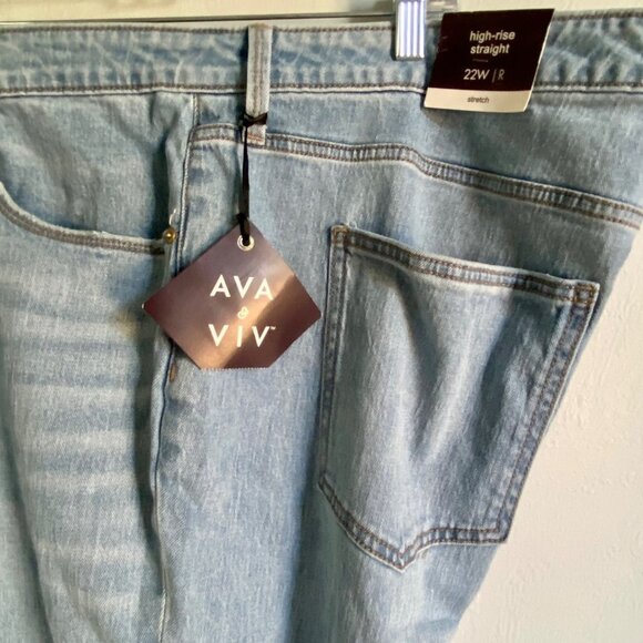 Ava & Viv High Rise Straight Medium Wash Stretch Jeans 22W NEW - Picture 8 of 11